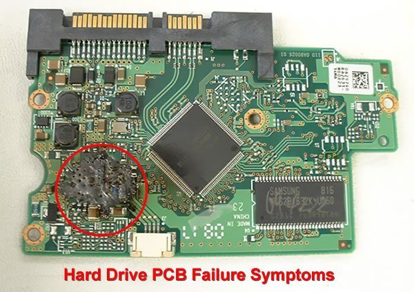 Carte électronique PCB de disque dur, panne souvent confondue avec une panne moteur